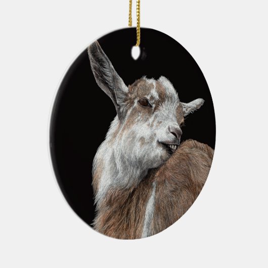 "Itchy Kid"-Ziege Keramik Ornament (Rechts)