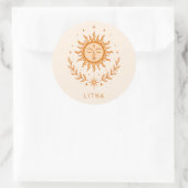 itha Celestial Sun Face Botanical Wreath Art Runder Aufkleber (Tasche)