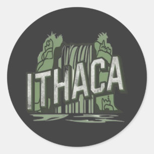 Ithaca Fälle  Runder Aufkleber