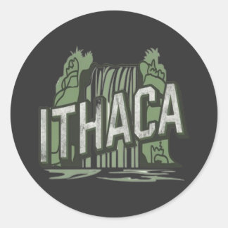 Ithaca Fälle Runder Aufkleber