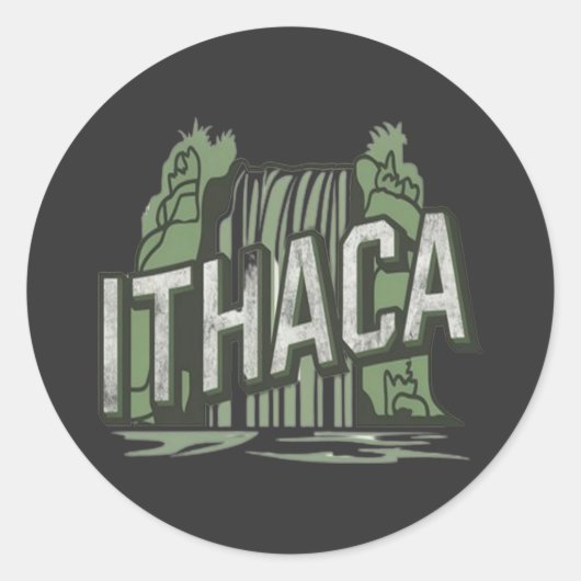 Ithaca Fälle Runder Aufkleber (Vorderseite)