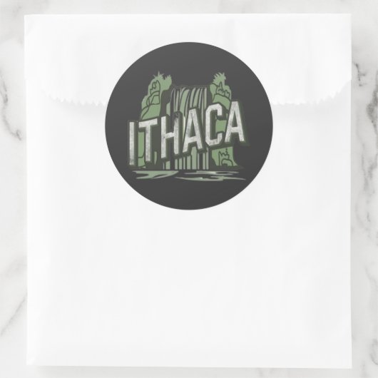ithaca falls runder aufkleber (Tasche)