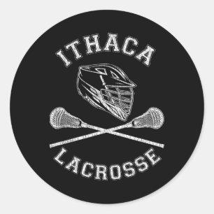 Ithaca Lacrosse Vintage Distressive Retro Lax Runder Aufkleber