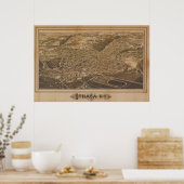 Ithaca New York 1882 Antike Panoramakarte Poster (Küche)