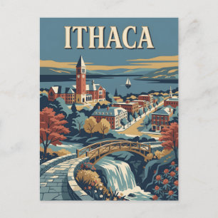 Ithaca New York Finger Lakes Vintage Poster Postkarte