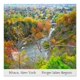 ITHACA NEW YORK FINGER-SEE-REGIONS-Plakat Poster