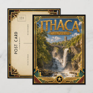 Ithaca New York Vintage Art Deco Golden Age Postkarte