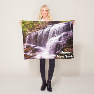 ITHACA NEW YORK WASSERFALL FLEECEDECKE