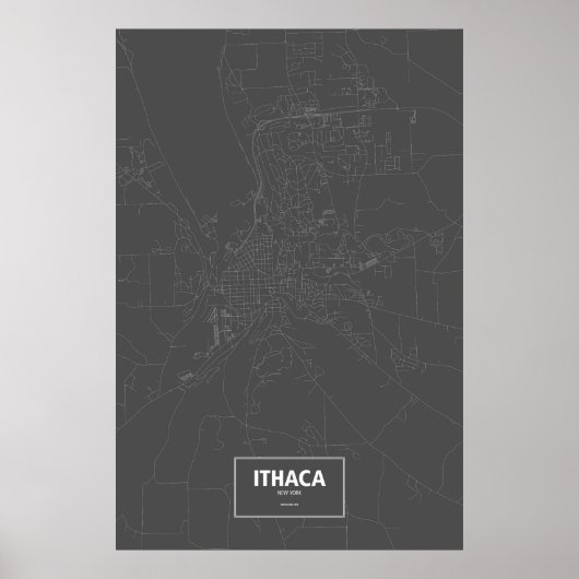 Ithaca, New York (weiß auf schwarz) Poster (Vorne)