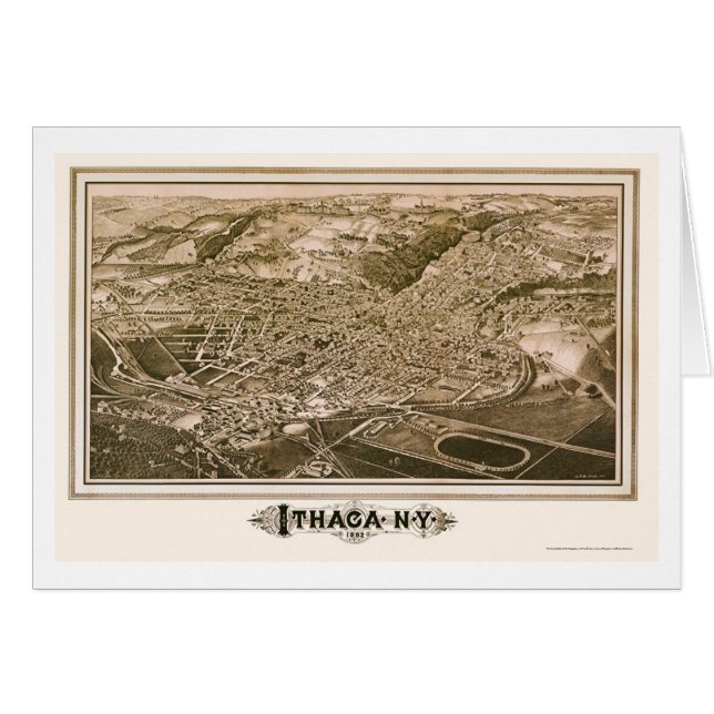 Ithaca, NY panoramische Karte - 1882 (Vorderseite (Horizontal))