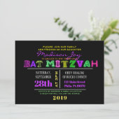 ITIS ELEKTRISCH! NEONglühen Bar Mitzvah Einladung (Stehend Vorderseite)