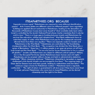 ITISAPARTHEID.ORG BECASUE POSTKARTE