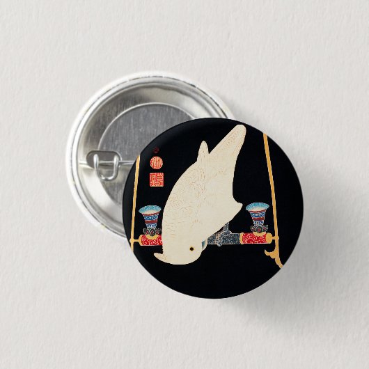Ito Jakuchu A White Macaw Button (Vorne & Hinten)