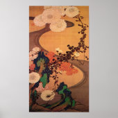 Ito Jakuchu Chrysanthemums by a Stream with Rocks Poster (Vorne)