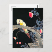 Ito Jakuchu Papagei am Zweig einer Blüte Postkarte (Vorne/Hinten)