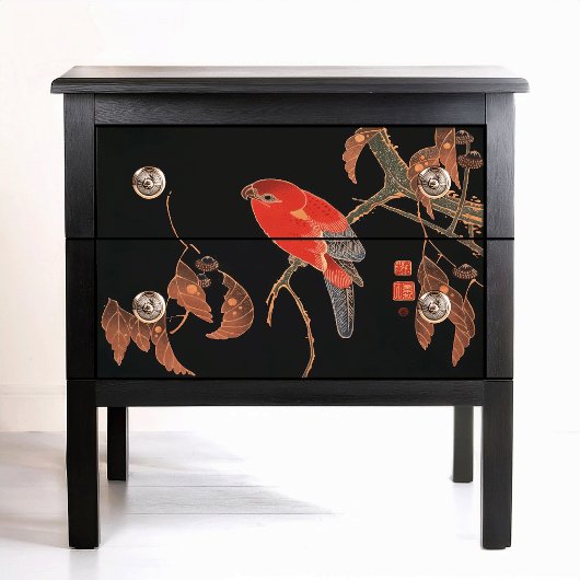 Ito Jakuchu Roter Papagei auf Baumzweig Circa 1900 Seidenpapier