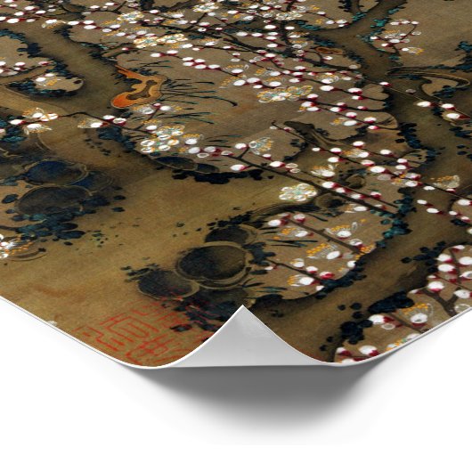 Ito Jakuchu Weißblüten und Mond Poster (Ecke)