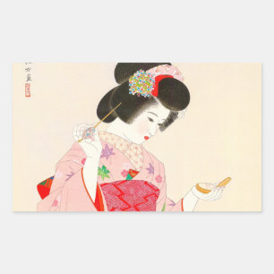 Ito Shinsui bilden vntage japanische Geishadame Rechteckiger Aufkleber