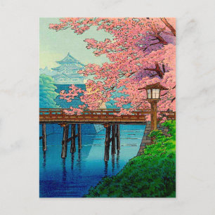 Ito Yuhans Vintage-Schloss und Kirschblüte Postkarte