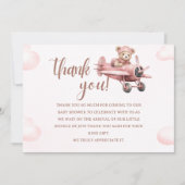 It's a Baby Girl, Pink Bear Party Dankeskarte (Vorderseite)