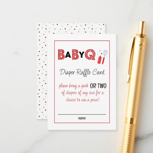 It's a Baby Q for Twins Diaper Raffle Card Begleitkarte (Vorderseite/Rückseite Beispiel)