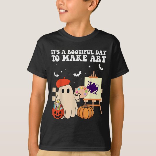 It's A Bootiful Day To Make Art Groovy Art Teacher T-Shirt (Vorderseite)