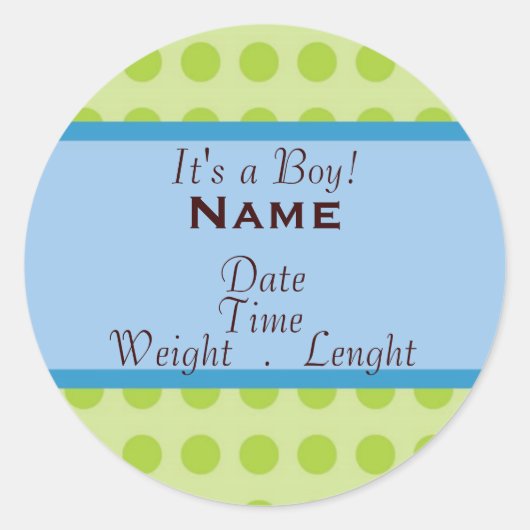 "It's A Boy" Baby Boy Geburtserklärung Runder Aufkleber (Vorderseite)