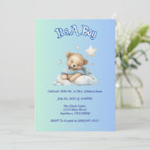 "It's A Boy" Baby Dusche Party Dekor - Teddy Bear Einladung (Stehend Vorderseite)