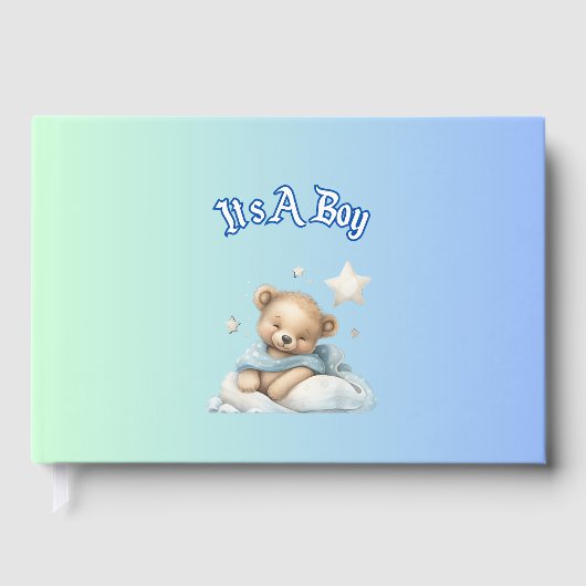 "It's A Boy" Baby Dusche Party Dekor - Teddy Bear Gästebuch (Vorderseite)
