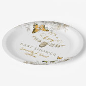 It's a Boy Baby in Bloom Floral Butterfly Pappteller (Schrägansicht)