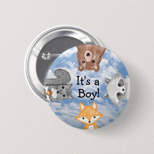 It's a Boy Birth Announcement  Button (Vorne & Hinten)