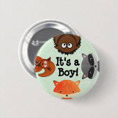 It's a Boy Birth Announcement Button (Vorne & Hinten)