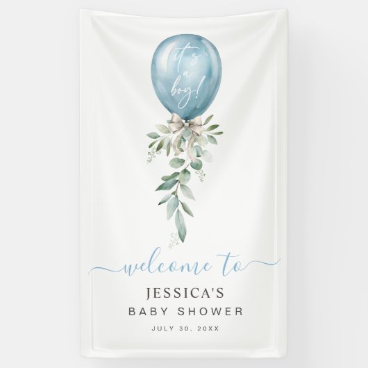 It's A Boy Blue Balloon Baby Shower Welcome Banner (Vertikal)