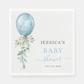 It's A Boy Blue Balloon Bow Greenery Baby Shower Serviette (Vorderseite)