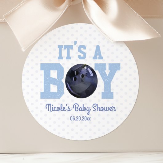 It's A Boy! Blue Bowling Ball Baby Shower Favor Runder Aufkleber