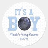 It's A Boy! Blue Bowling Ball Baby Shower Favor Runder Aufkleber (Vorderseite)