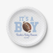 It's A Boy! Blue Football Baby Shower Pappteller (Vorderseite)