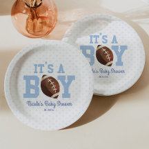 It's A Boy! Blue Football Baby Shower