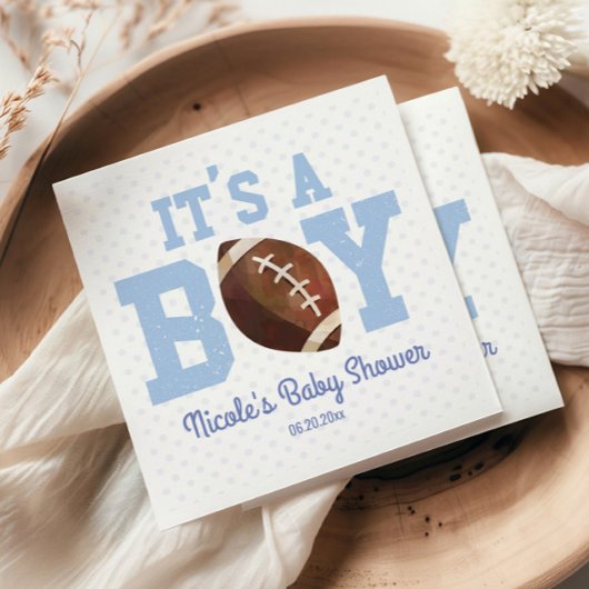 It's A Boy! Blue Football Baby Shower Serviette