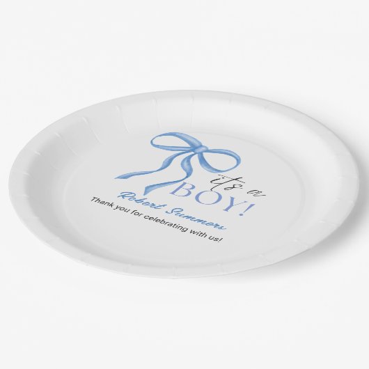 It's a Boy Blue Ribbon Pappteller (Schrägansicht)