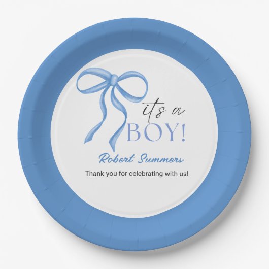 It's a Boy Blue Ribbon Pappteller (Vorderseite)