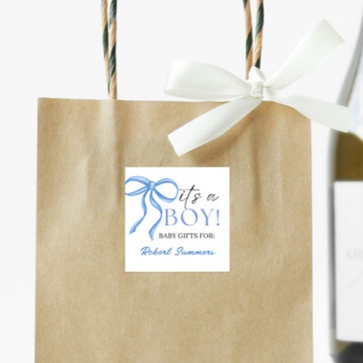 It's a Boy Blue ribbon Quadratischer Aufkleber