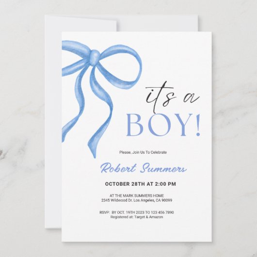 It's a Boy Blue Ribbon  Save The Date (Vorderseite)