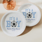 It's A Boy! Blue Soccer Baby Shower Pappteller