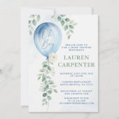 Its a Boy Celebration Navy Blue Balloon Baby Showe Einladung (Vorderseite)