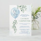 Its a Boy Celebration Navy Blue Balloon Baby Showe Einladung (Stehend Vorderseite)