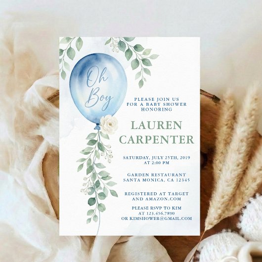 Its a Boy Celebration Navy Blue Balloon Baby Showe Einladung