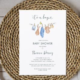 Its a Boy Clothes Watercolor Modern Baby Shower Einladung