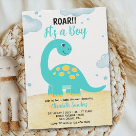 It's a Boy, Cute Watercolor Dinosaur Baby shower  Einladung