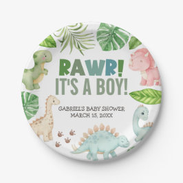 It's a Boy Dinosaur Baby Shower Pappteller